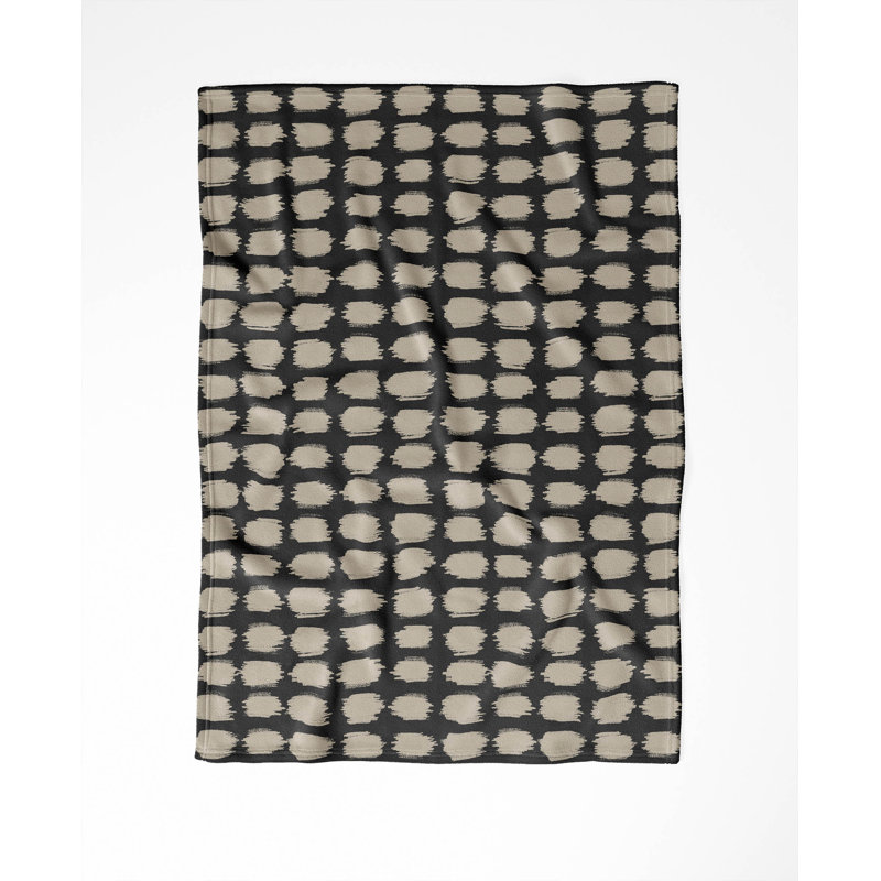 Jeté en molleton à pois Sp velveteen, Gris anthracite, L 60 po x l 50 po