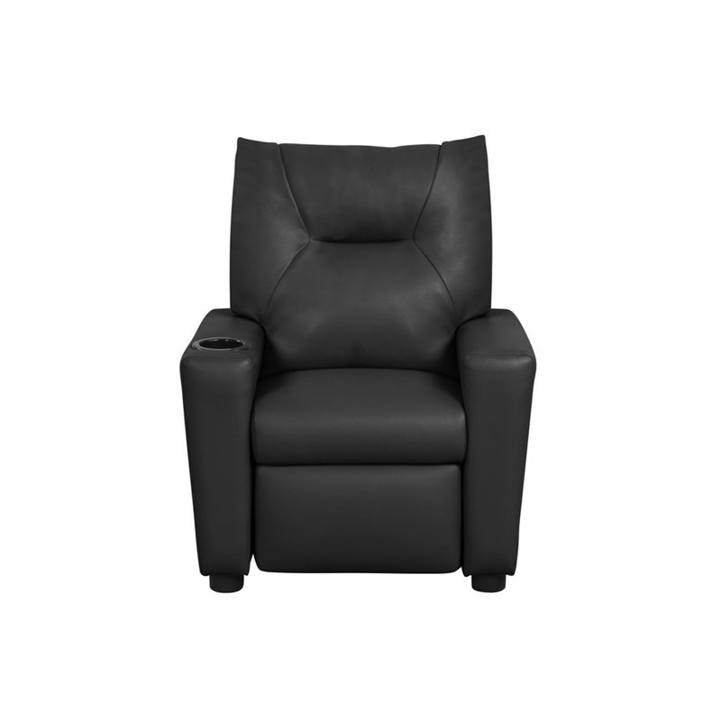 Fauteuil inclinable noir en PVC pour enfants avec porte-gobelet et pieds en plastique