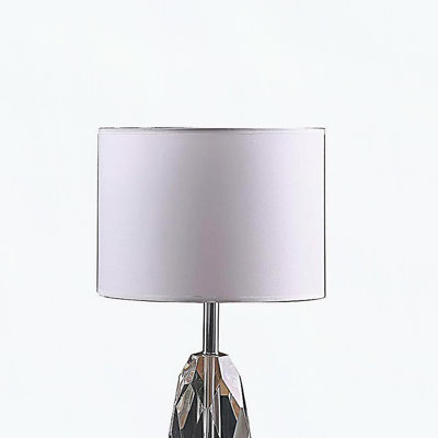 19" Dodecahedron Solid Crystal Prism Table Lamp in Chrome Silver