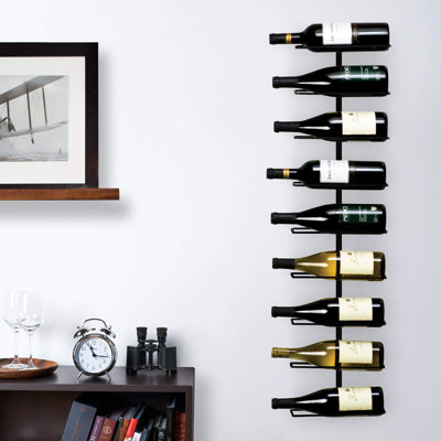 True Align Wall-Mounted Wine Rack, Black Wrought Iron, Minimalist Modern Wine Display, Alcohol Storage Solution, Holds Nine Standard Wine Bottles by TRUE