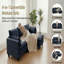 Repose-pieds rectangulaire en chenille pour salon bleu-gris-130176513