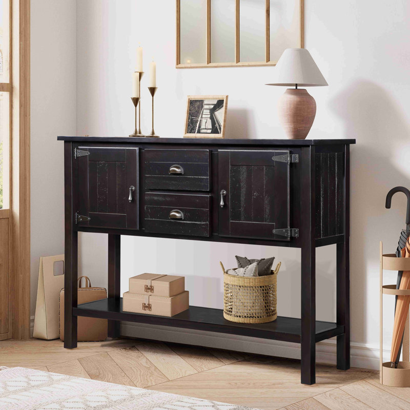 Buffet rétro 48,3 po, table de vestibule, console, buffets avec tablette inférieure, Espresso