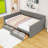 Queen Two Drawers Upholstered Platform Bed with USB-1035683122