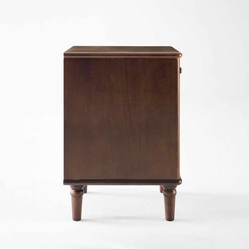 Table de bout en bois massif avec porte en verre cannelé de 23 po H, Peuplier brun
