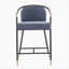 Tabouret de comptoir rembourré H 26 po avec structure en métal (ensemble de 2) - Bleu marine-361833616