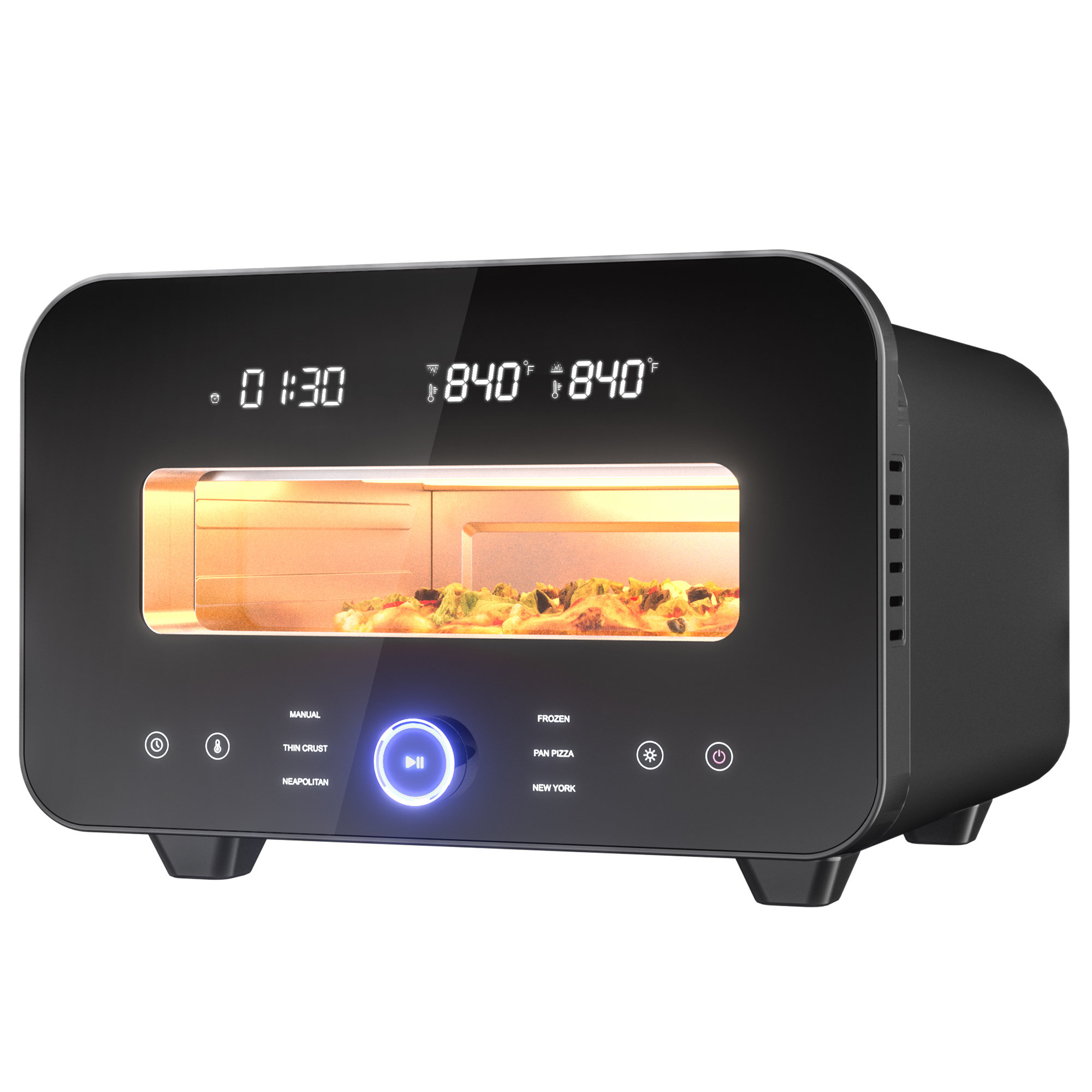CHEFMAN Four à pizza d'intérieur - Fabrique des pizzas de 30,5 cm en quelques minutes, chauffe jusqu'à 427°C - Appareil à pizza électrique de comptoir avec 5 préréglages sur écran tactile, pierre
