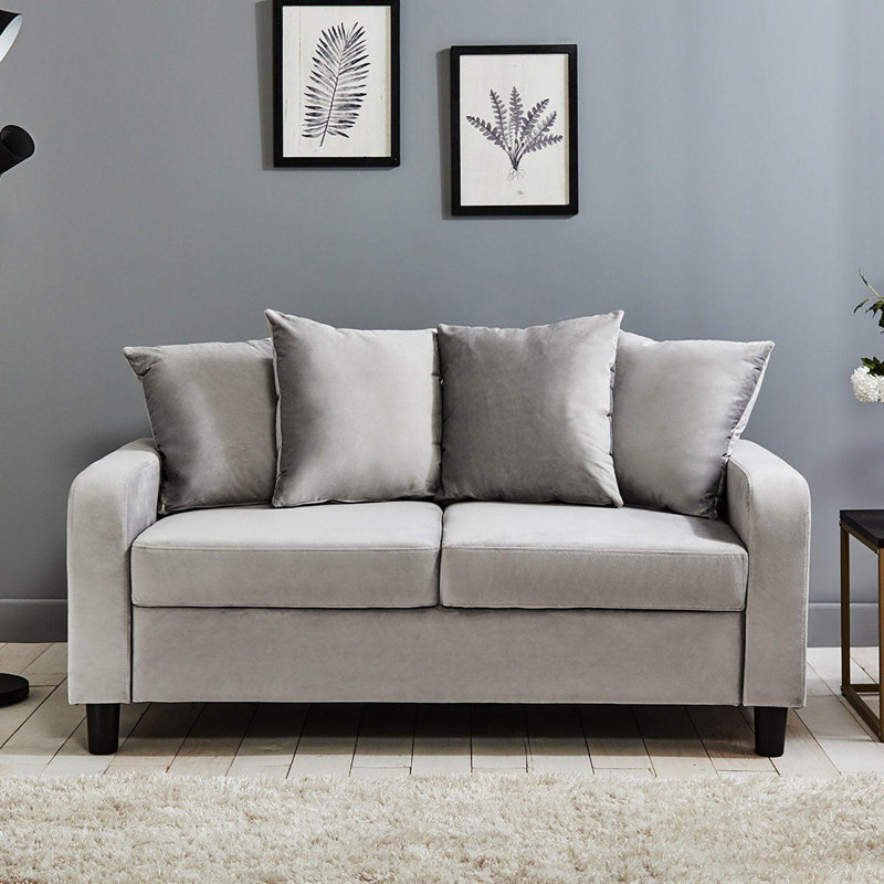 Mitzi 2 Seater Sofa, Velvet, Grey, 2