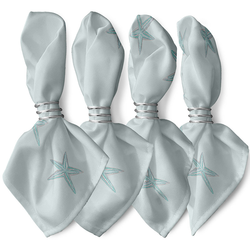 Sherita Polyester No Pattern Square Napkin, Aqua