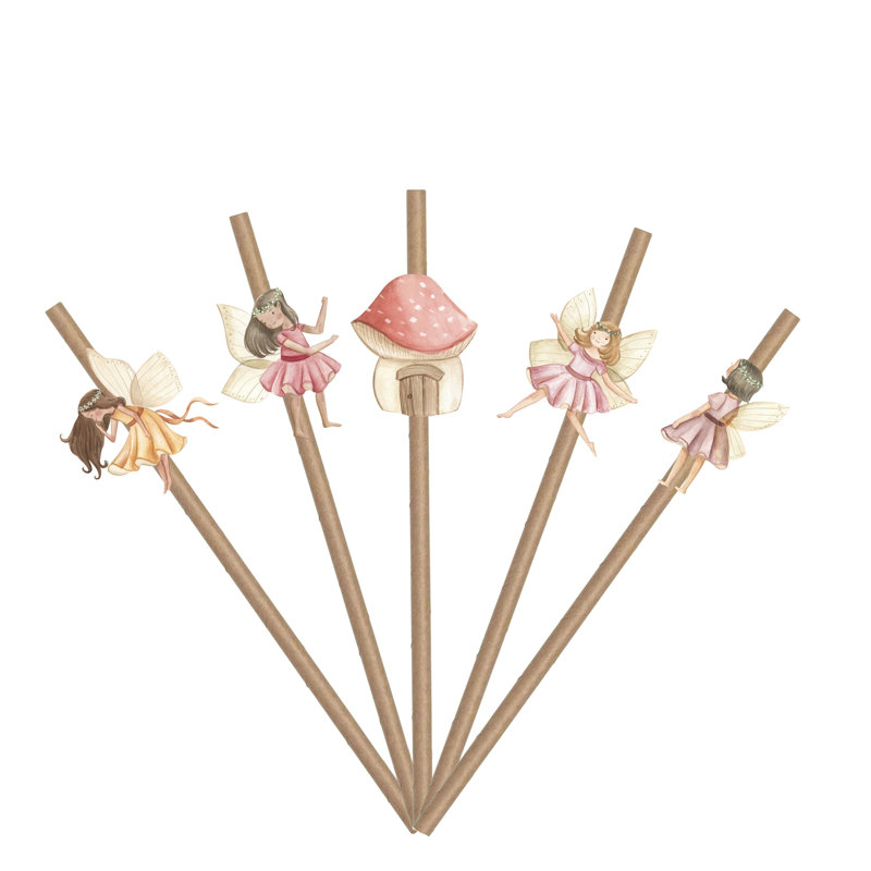 10 PCS Garden Fairy Paper Straws