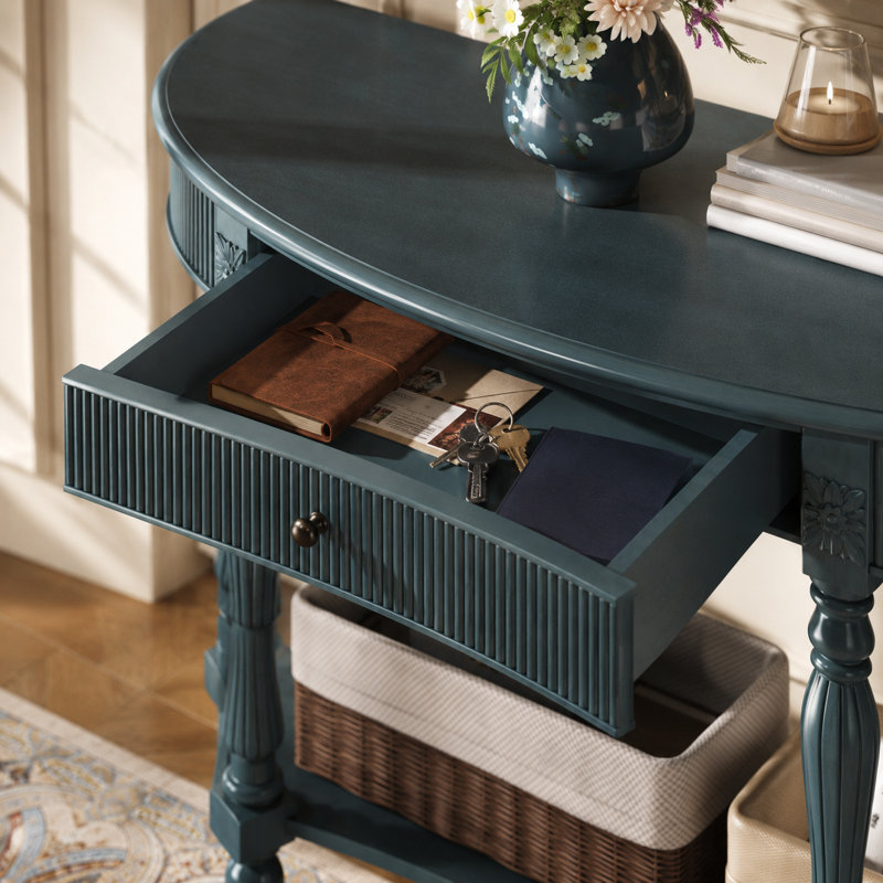 Console demi-lune Velmont, Bleu