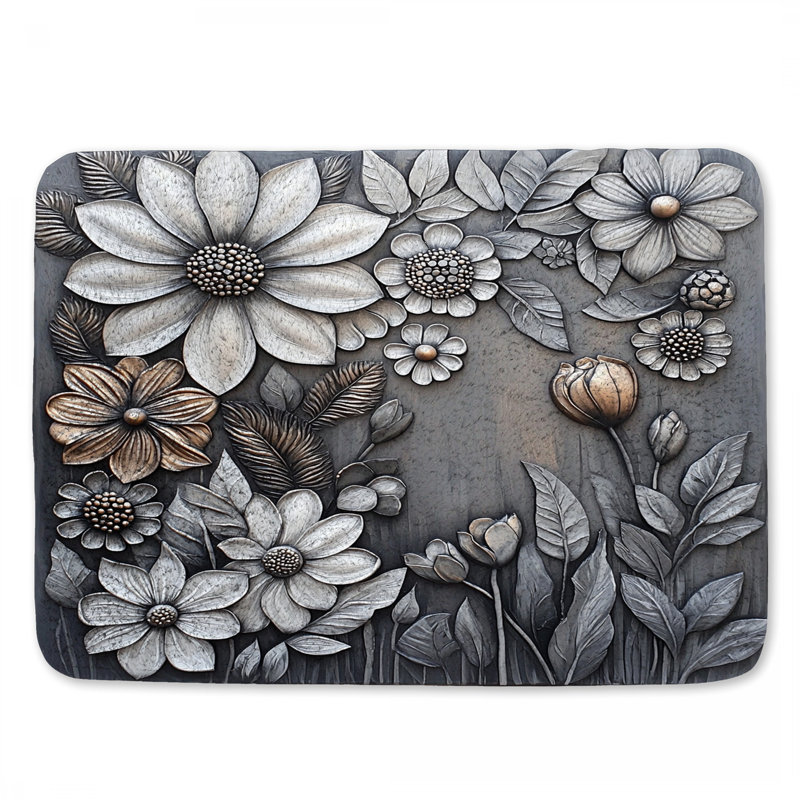 Tapis de bain fleurs gaufrées, L 24 po x l 17 po