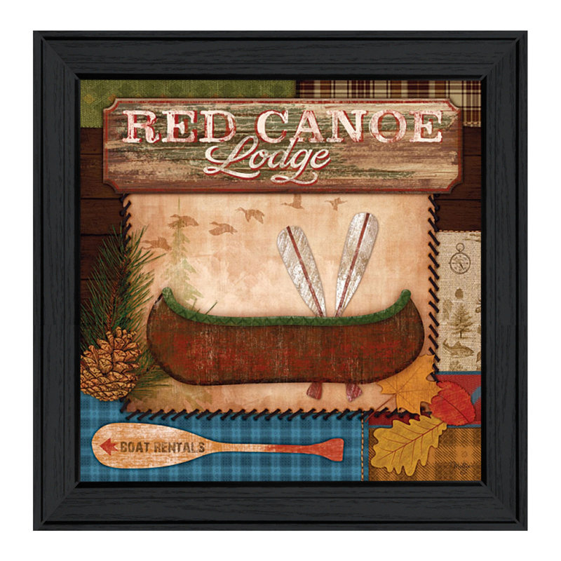 «Red Canoe Lodge», art mural encadré pour le salon, décoration murale par Mollie B