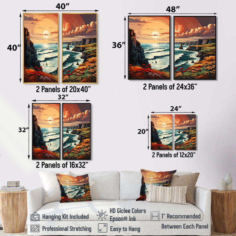 Irlande, falaises de Moher II, 32" H x 32" W, Floater Frame, Cream