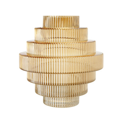 D9.1x9.8" Tiered Geometric Amber Luster Clear Vase