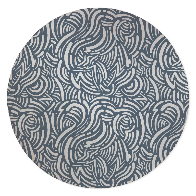 Cozy Swirl Non-Slip Outdoor Rug, Round 5'