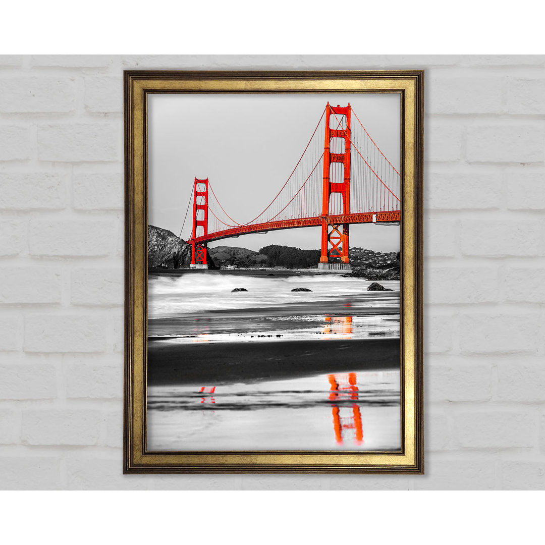 Golden Gate Bridge Red Reflections - Einzelner Bilderrahmen Kunstdrucke