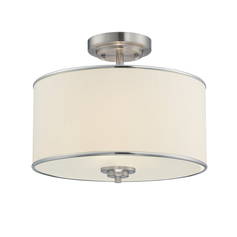 SantaMarina Glass Semi Flush Mount, Nickel / White