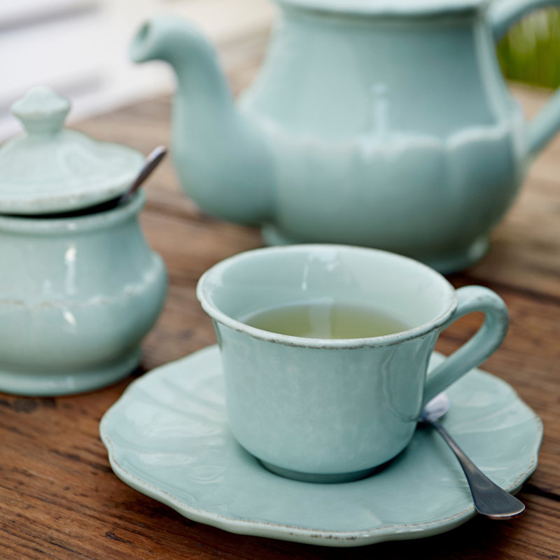 Tasse et soucoupe en grès Impressions, Bleu