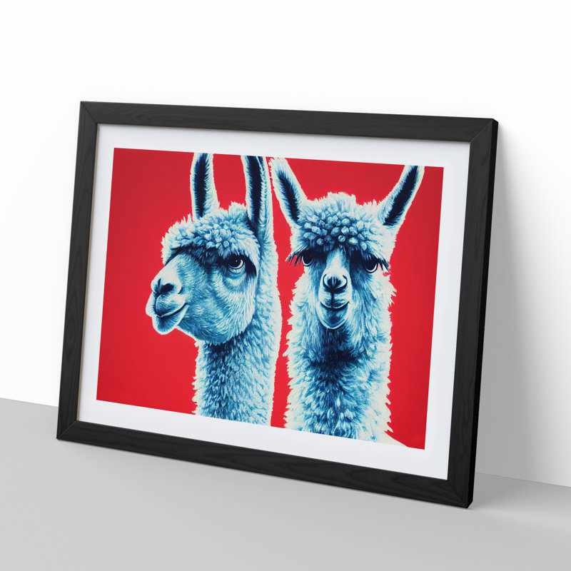 Ingenious Llamas - Single Picture Frame Print, Black, 25cm H x 34cm W x 2cm D