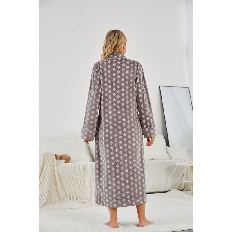 Peignoir fille avec poches mi-mollet, M, Brun