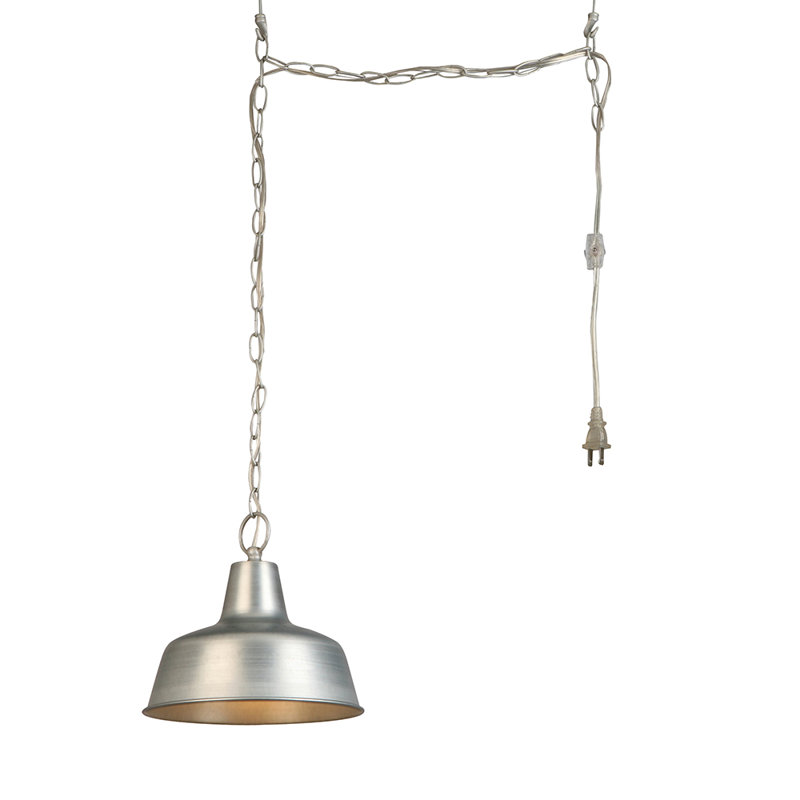 Luminaire suspendu en forme de dôme à 1 lumière Jaklynn, Galvanisé