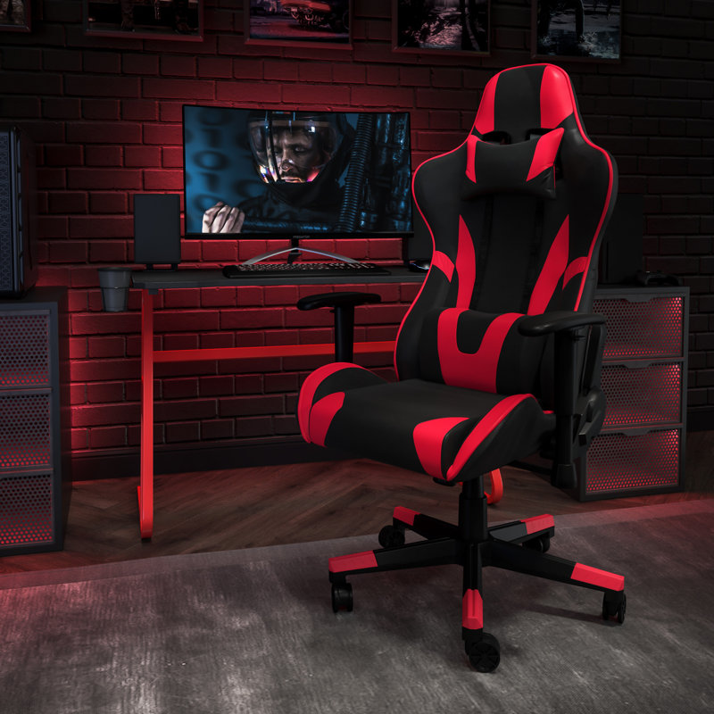 Bridesdale 2 Piece Computer Desk Office Set, Red/Black