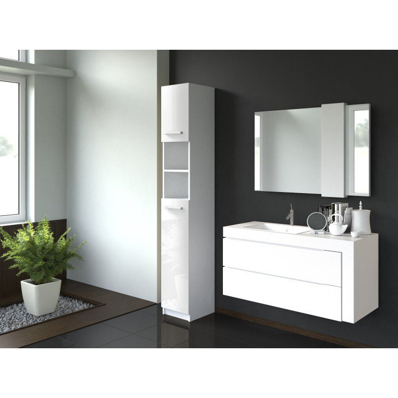 Davena Laminate Bathroom Cabinet, White Gloss