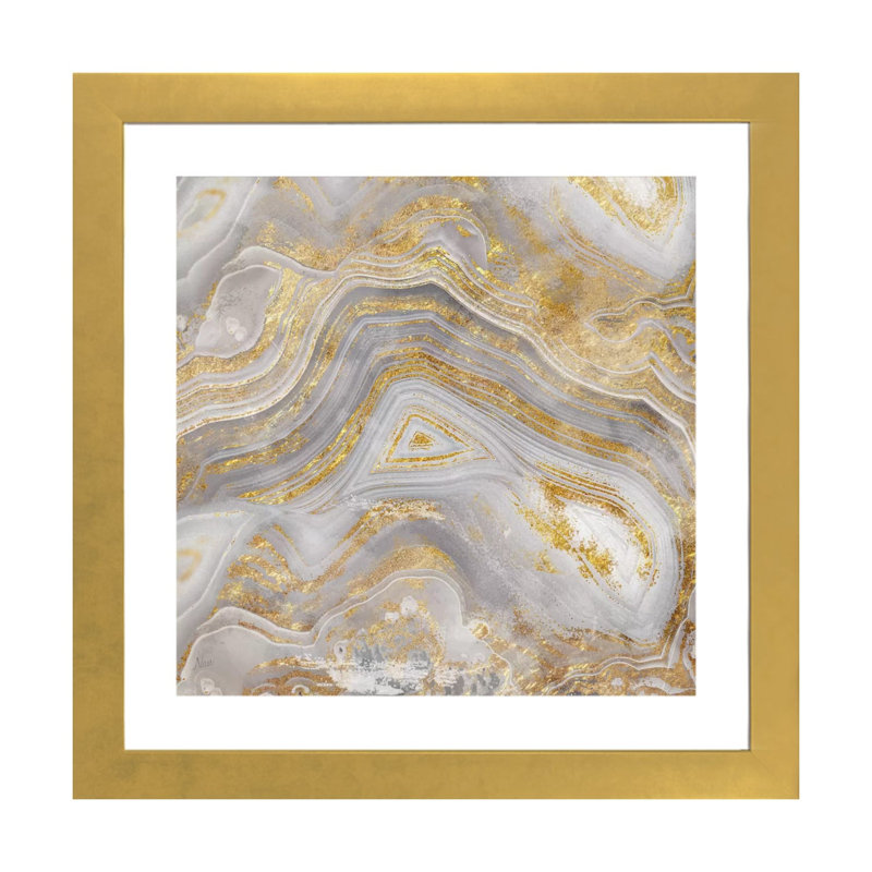 «Agate Allure II» - Impression sur papier avec cadre flottant, H 24 po x l 24 po x p 1 po, Papier beaux-arts encadré doré