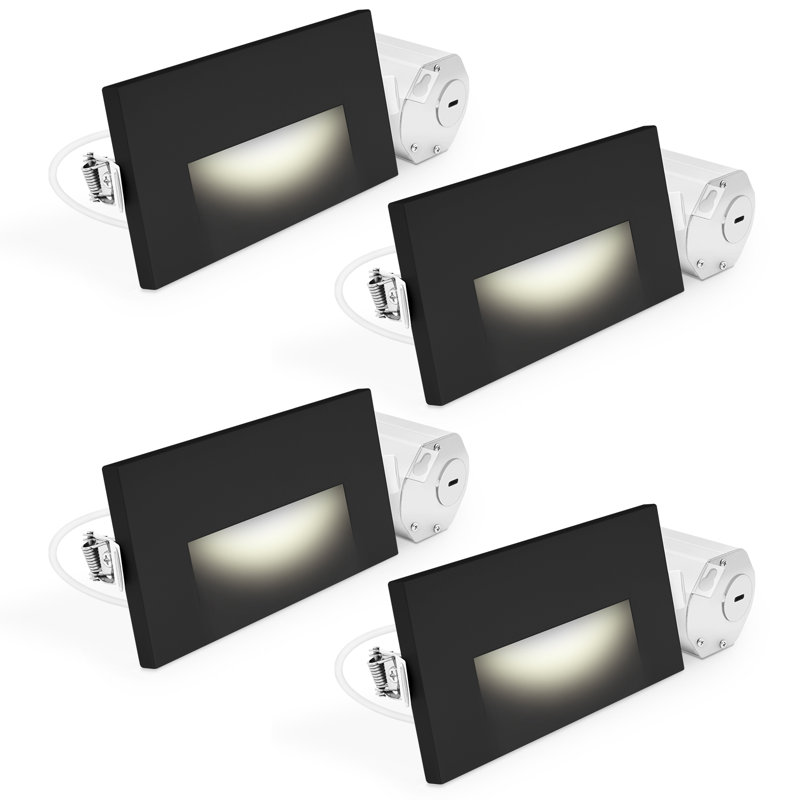 Éclairage de marches à pince DEL Luxrite, 5CCT, 3W, 150LM, faisceau 90 °, intensité variable, 120V, IP65, couvercle de plaque interchangeable, intérieur / extérieur, noir
