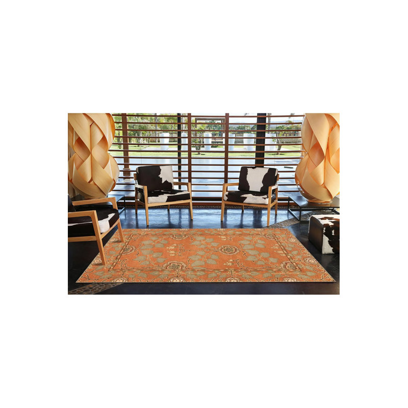 Tapis jaune lavable tissé à base traditionnelle jaune, Sous-tapis carré 3 pi 3 po inclus
