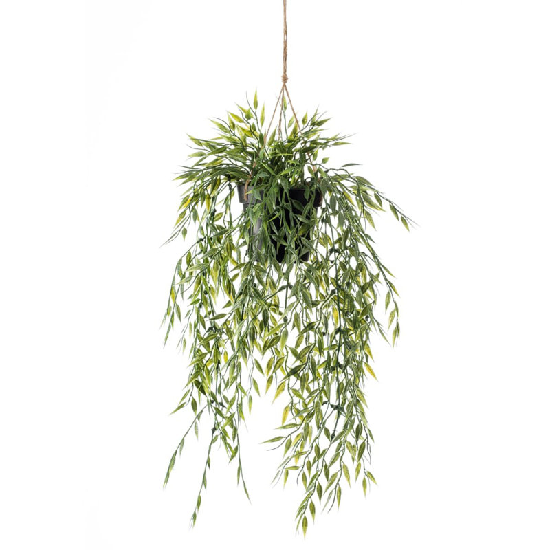 Emerald Artificial Bamboo Hanging Bush in Pot 50cm