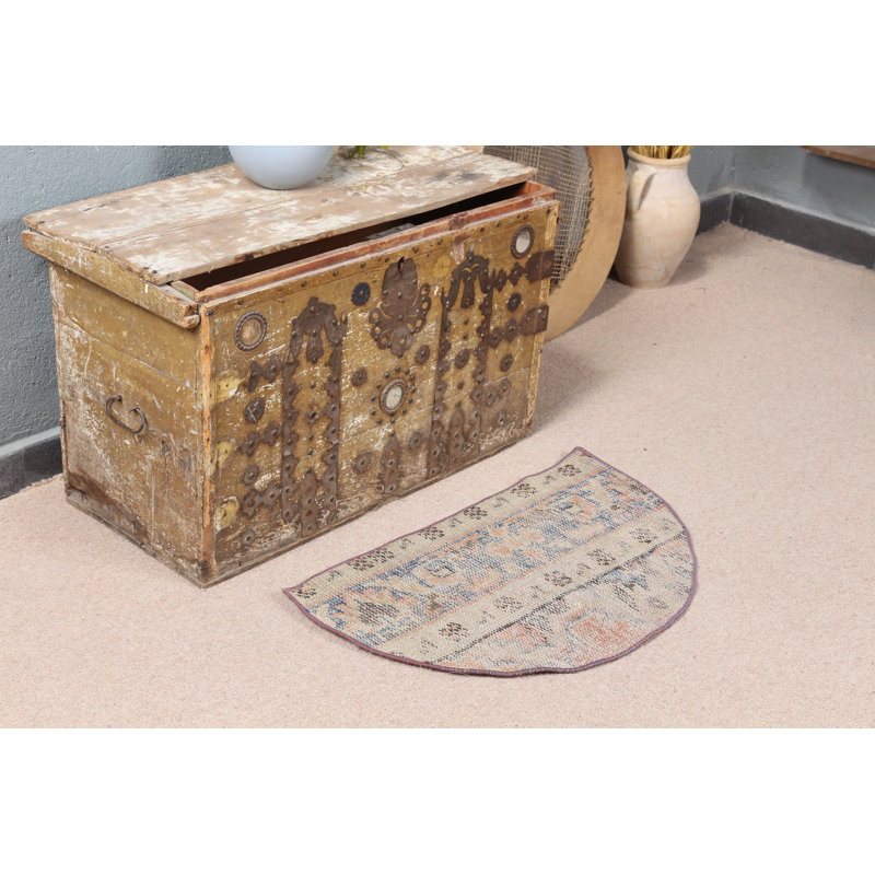 Charmant petit tapis turc Anatolian rond idéal pour l'entrée ou comme un joli décor dans la décoration intérieure