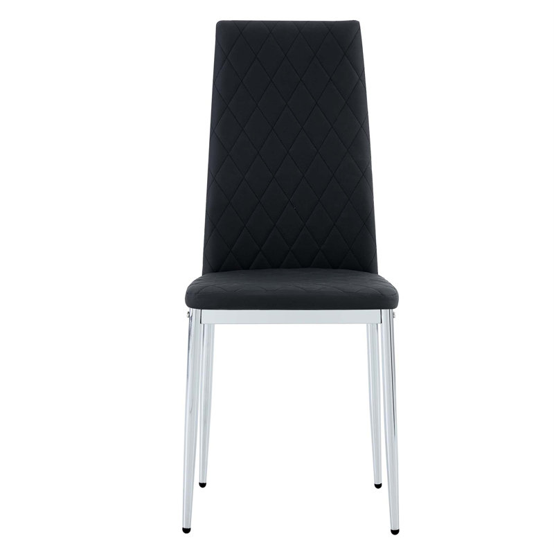 Danysha Faux Leather High Back Upholstered Dining Chair, 6, Gray