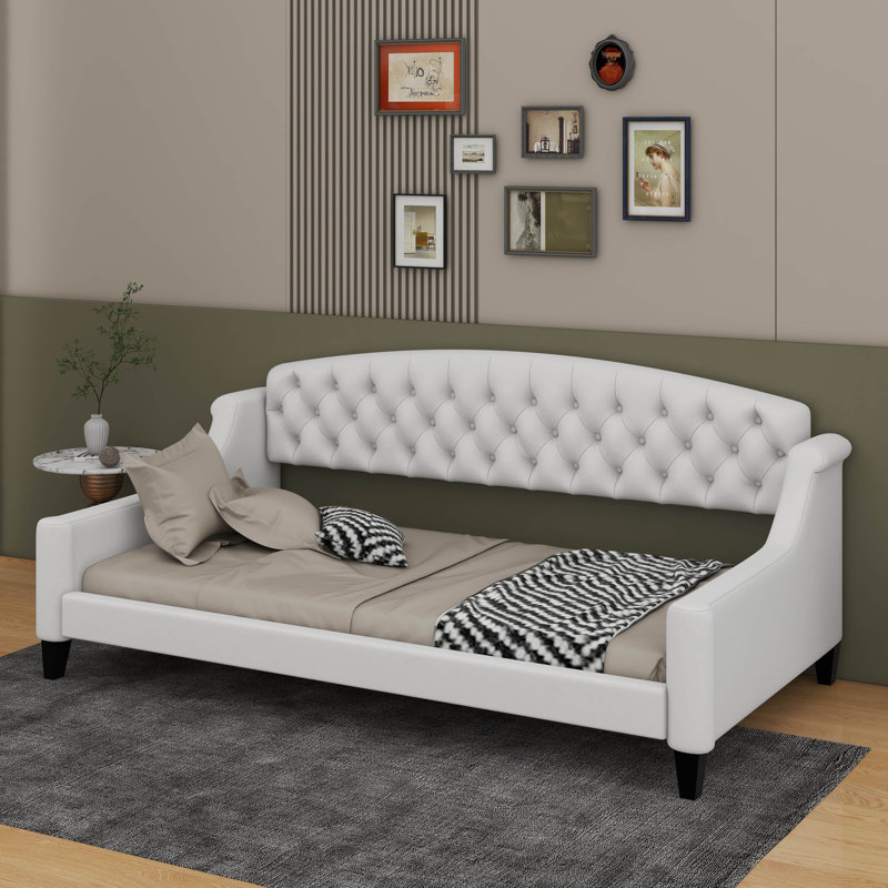 Twin Modern Luxury Tufted Button Daybed, Beige