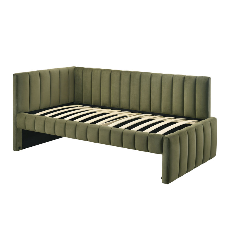 Lit de jour simple avec couchette Darragh, Vert olive