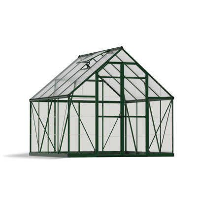 Palram - Canopia Balance 8' W x 8' D Walk-In Hobby Polycarbonate Aluminum Frame Greenhouse Kit with Roof Vent - Green