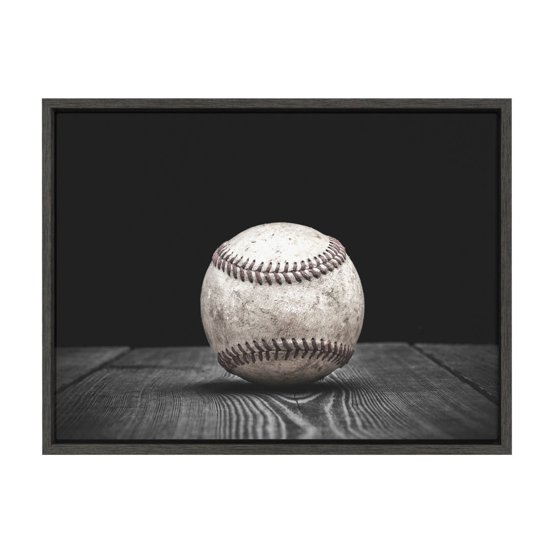 Vintage Baseball on Black by Saint and Sailor Studios Framed Canvas Wall Art Print Harriet Bee