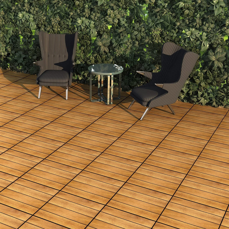 12"x 12"Acacia Wood Interlocking Deck Tiles for Outdoor & Indoor