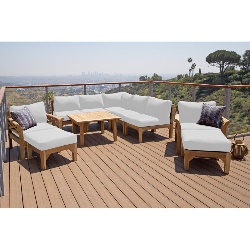 Monterey Outdoor 10 - Piece Teak Conversation Set, Camel