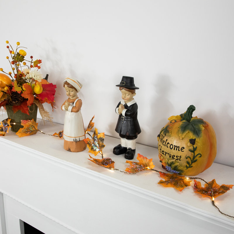 Ensemble de micro guirlandes lumineuses à DEL avec érable et feuilles d'automne - fil brun 4 pi - 10 carats