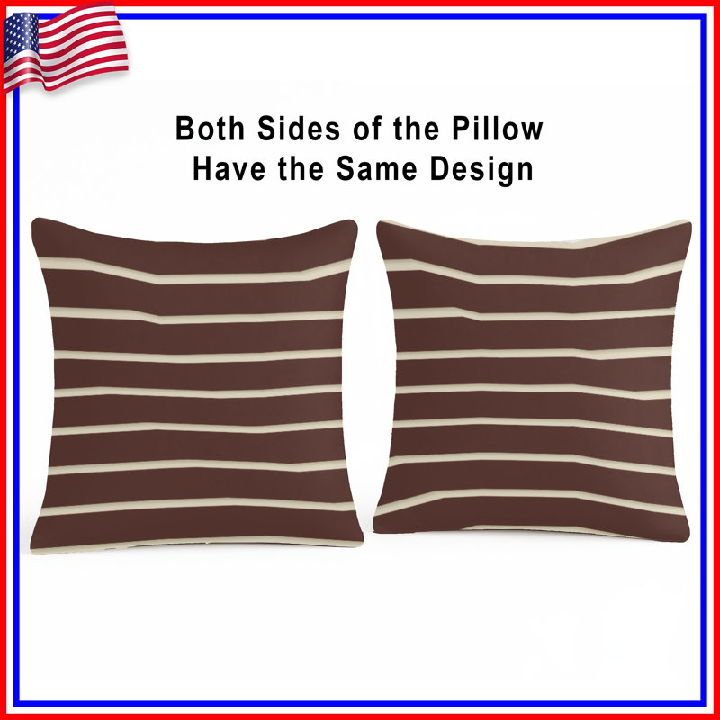 Brown Beige Stripes Double Sided Throw Pillows, 16 x 16 inches