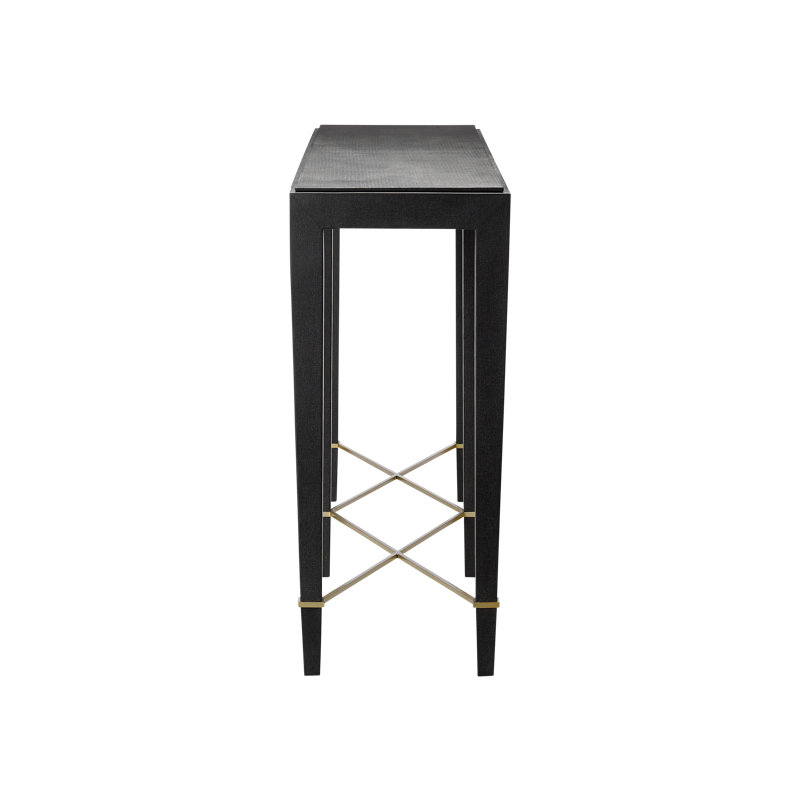 Verona 76'' W Solid Wood Console Table, Black Lacquered Linen