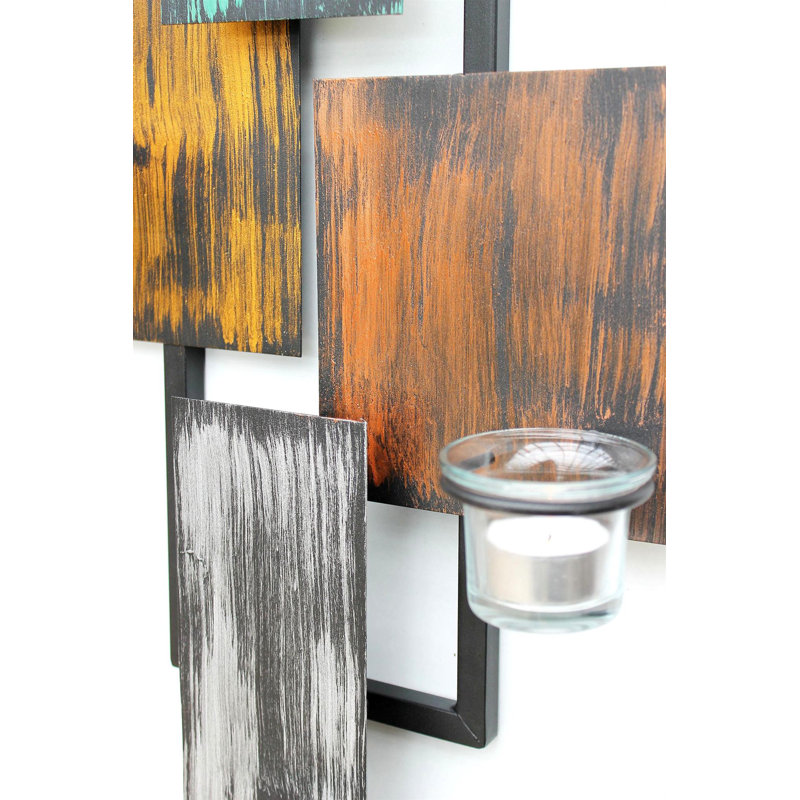 Abstract Wall Tea Light Holder Metal 61 cm Black
