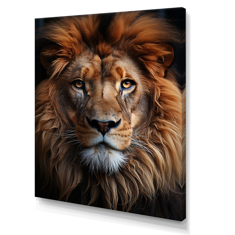 Animal Lion Portrait II - Lion, art mural, Toile tendue, H 40 po x l 30 po x P 1,5 po