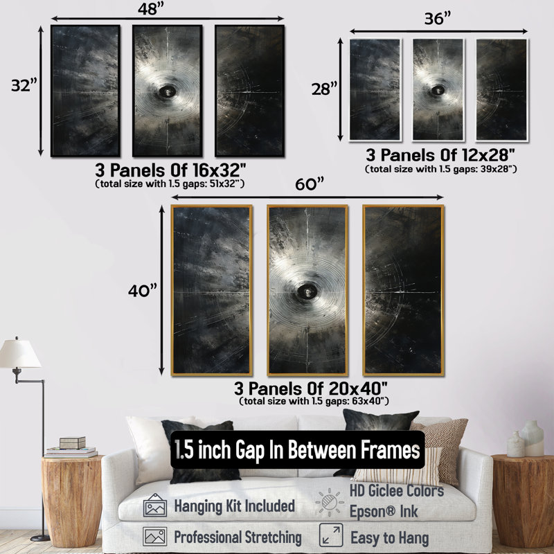 Ensemble de salon Music Wall Art, Cadre flottant noir, H 40 po x l 60 po x P 1 po