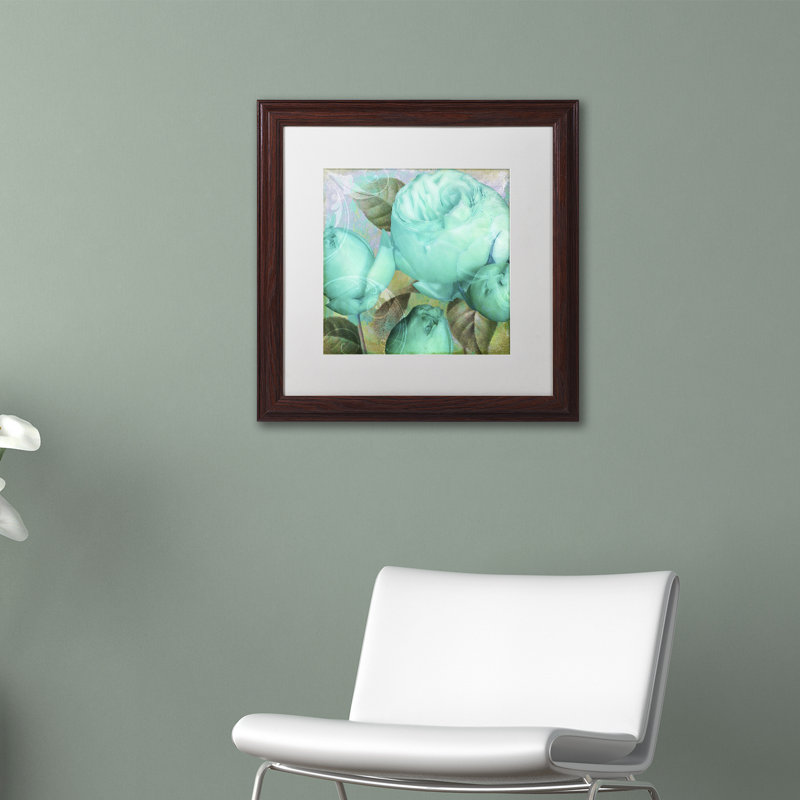 Jadaya «Aqua Rose II», impression encadrée, Blanc, H 16 po x l 16 po x P 0,5 po, Cadre brun