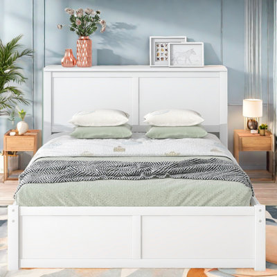 Nayshawn Bed With 2 Built-in 4-tier Storage Shelves And Twin Size Trundle