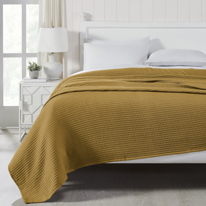 Couverture thermique moderne 100% coton gaufré Modern, Grand lit, Or