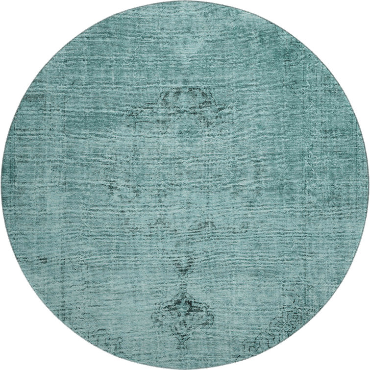 Premium Machine Washable Kiyondrea Teal Rug