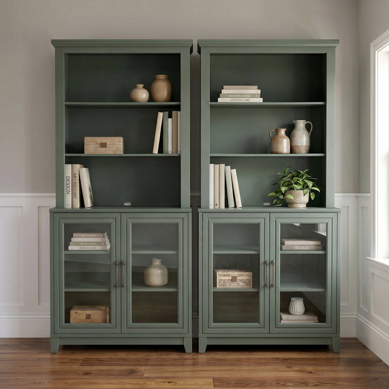 Ensemble de 2 armoires et bahuts 2 portes avec quincaillerie de qualité supérieure Martha Stewart Bedford, Vert